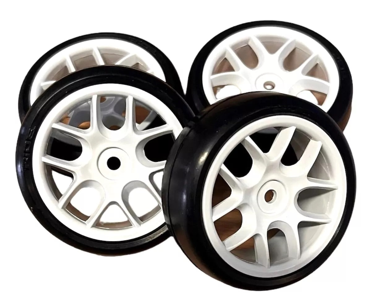 TR09 Slick Tires (Belted) on 10-Spoke Wheel, Pre-glued (4pcs)