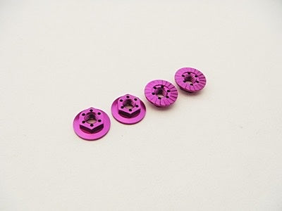 4mm Alloy Serrated Wheel Nut -11mm Thin Type (Purple, 4pcs)