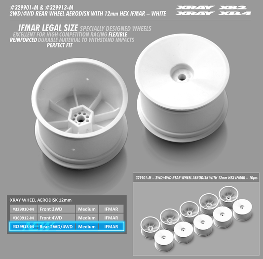 2WD/4WD Rear Wheel Aerodisk with 12mm Hex IFMAR - White (2)