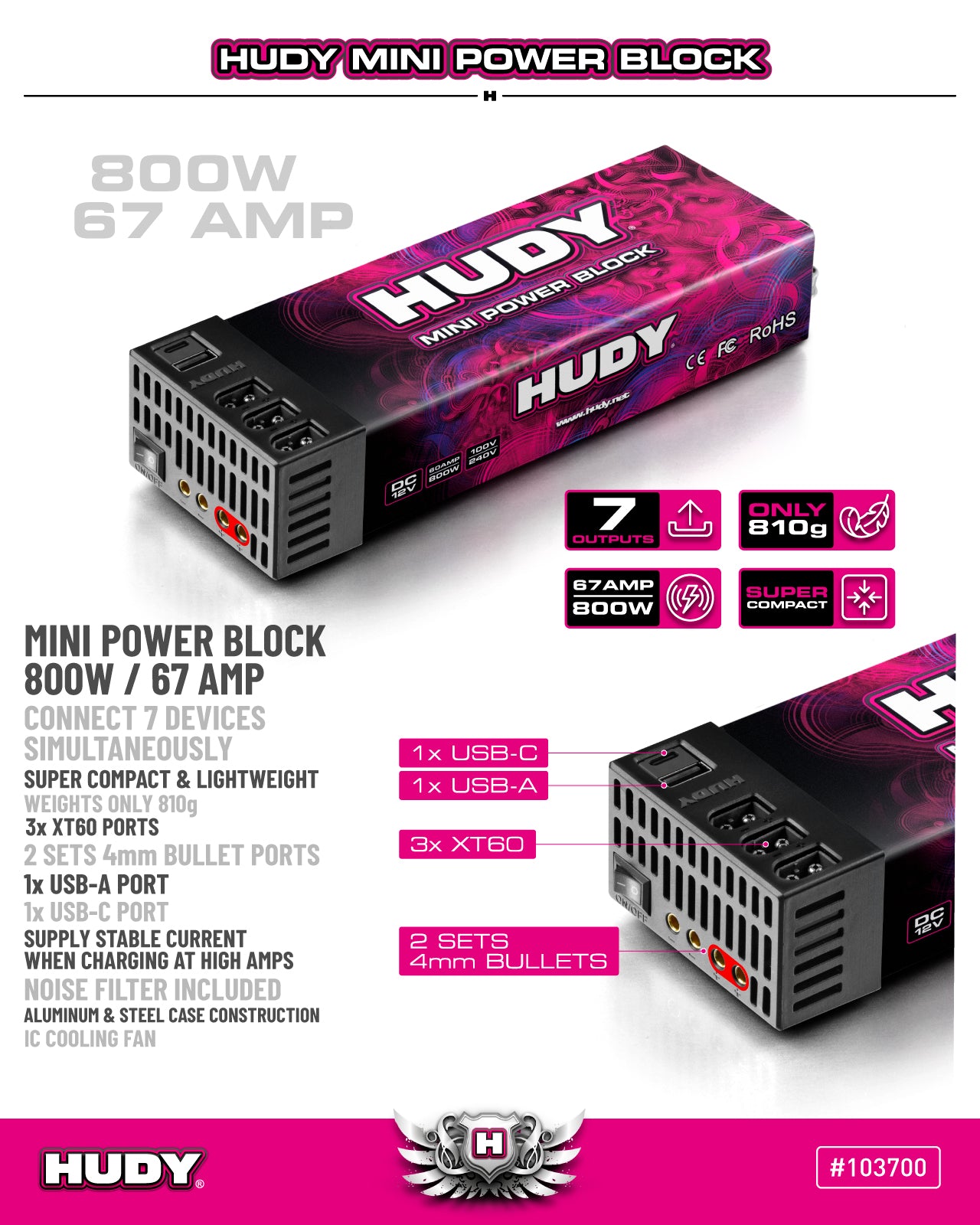 Mini Power Block 800W / 67 AMP