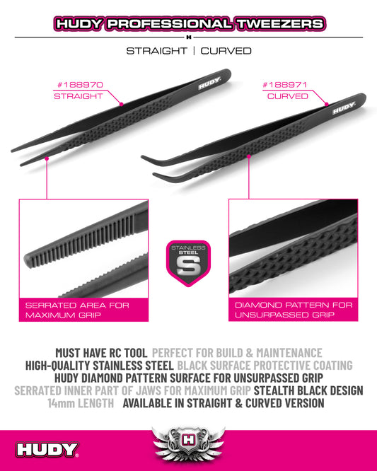 HUDY Professional Tweezers Curved
