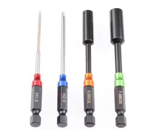 Metric Hex and Nut 1/4" Power Tool Wrench Set (1.5 | 2.0 | 5.5 | 7.0mm)
