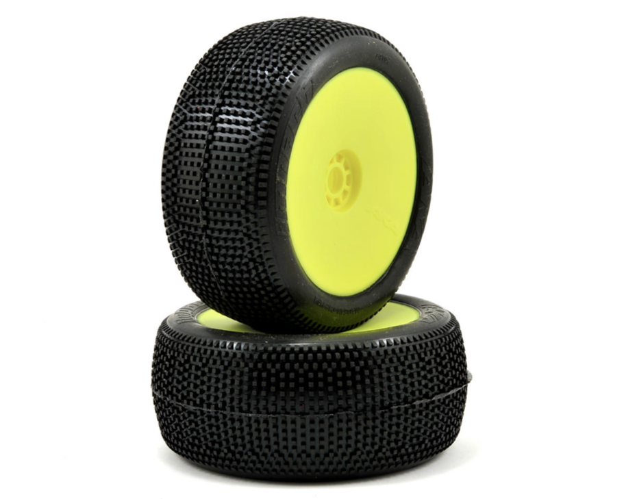 Truggy City Block Soft 1/8 pre-mounted tyres (Yellow Wheel)