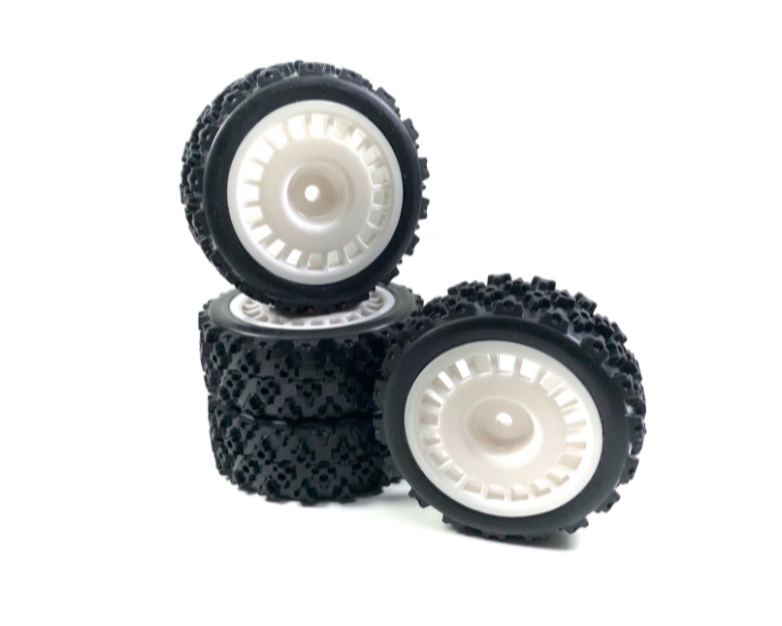 Wheel Set "Rally Block Design" white 1/10 (4pcs)