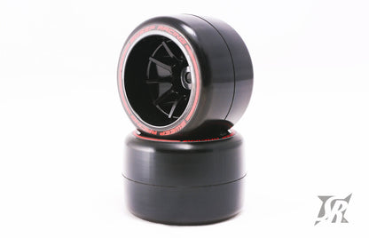 1/10 Formula 1 Rear Low Profile Tires Pre-Glued Soft Comp. 40mm for Asphal
