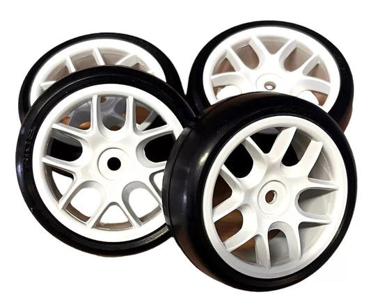 TR09 Slick Tires (Belted) on 10-Spoke Wheel, Pre-glued (4pcs)