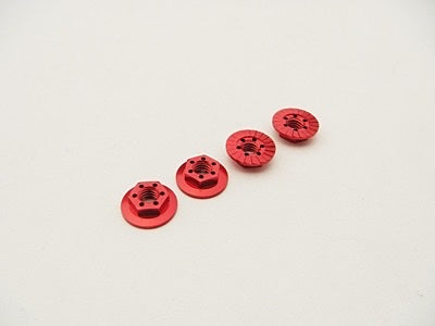 4mm Alloy Serrated Wheel Nut -11mm Thin Type (Red, 4pcs)