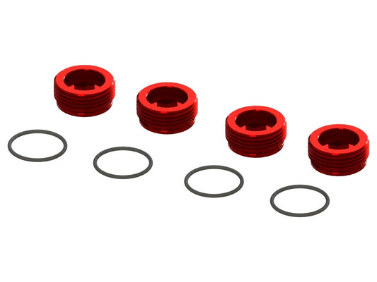 Aluminum Front Hub Nut (Red, 4pcs)