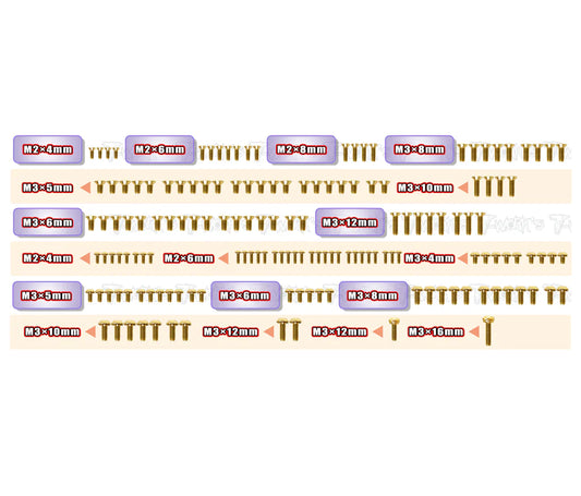 Gold Plated Steel Screw Set for Mugen MTC3 (155pcs)