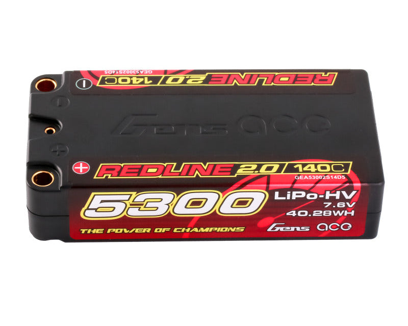 Redline 2.0 Series Shorty 5300mAh 7.6V 2S 140C HV LiPo (5mm, 199g)