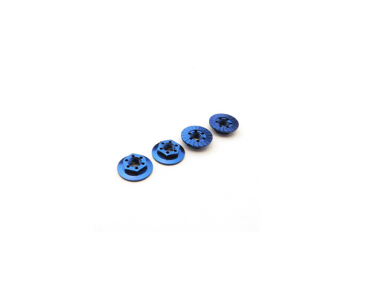 Thin Serrated Wheel Nut 4mm (Y-Blue) 4pcs