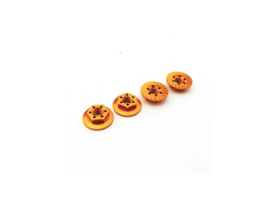 Thin Serrated Wheel Nut 4mm (Orange) 4pcs