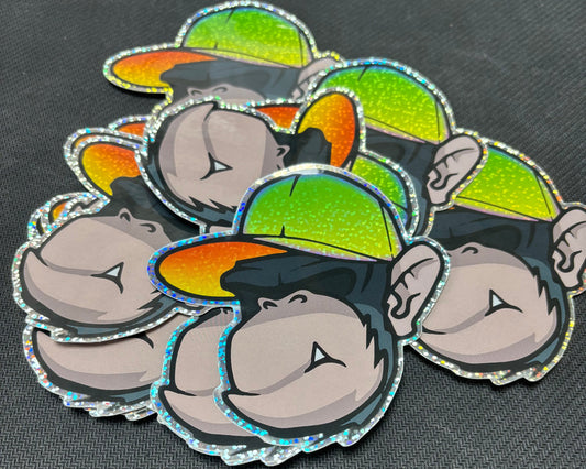 RC Monkey Glitter Sticker 100x100mm