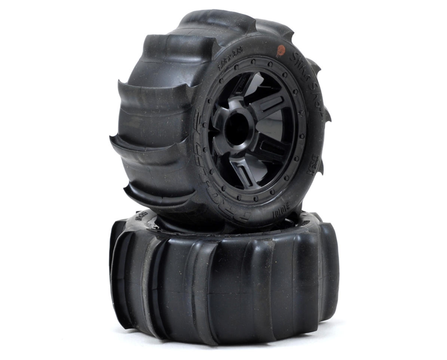 Sling Shot 1/16 Fr/Rr 2.2" Sand Tires Mounted 12mm Blk Desperado (2)