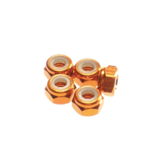 4mm Alloy Nylon Nut [Orange] ( 5 pcs)