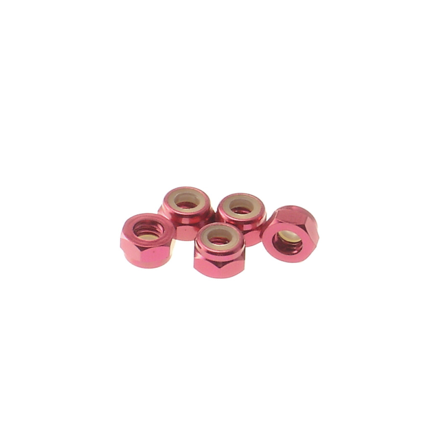 4mm Alloy Nylon Nut [Red] ( 5 pcs)