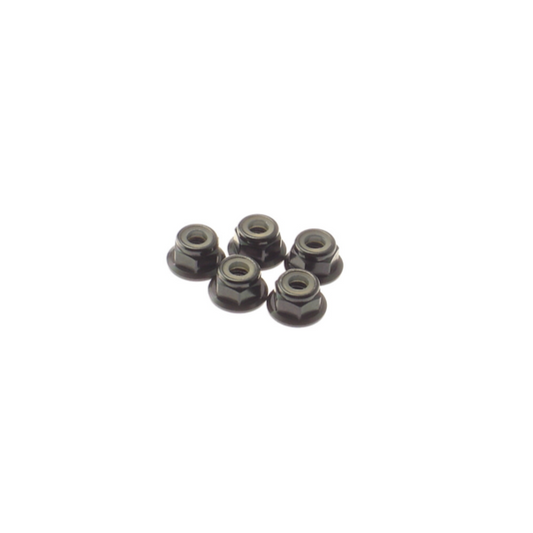 4mm Alloy Flange Nylon Nut [Black] ( 5 pcs)