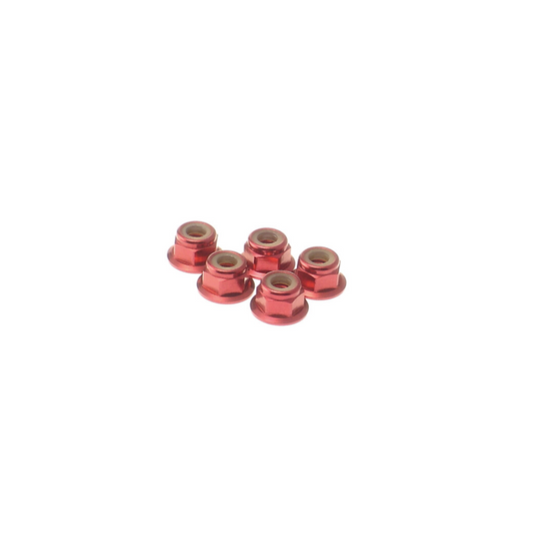 4mm Alloy Flange Nylon Nut [Red] ( 5 pcs)