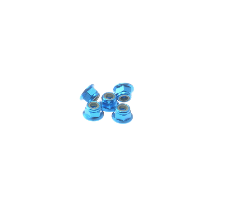 4mm Alloy Flange Nylon Nut [T-Blue] ( 5 pcs)