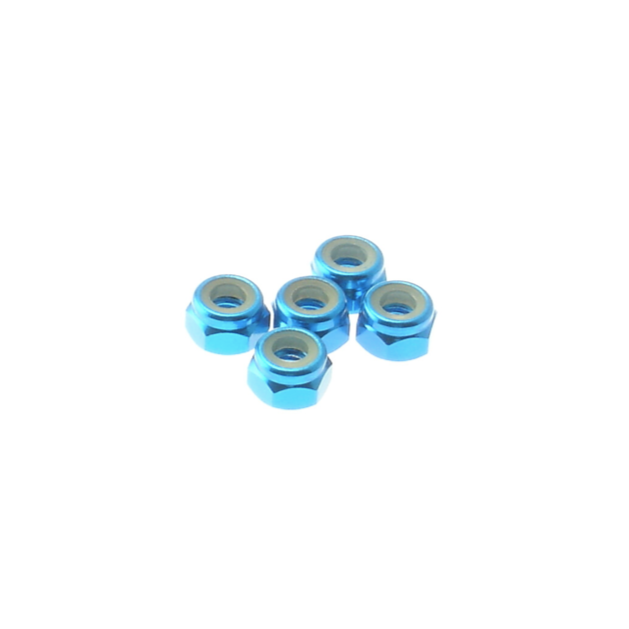 4mm Alloy Nylon Nut [T-Blue] ( 5 pcs)