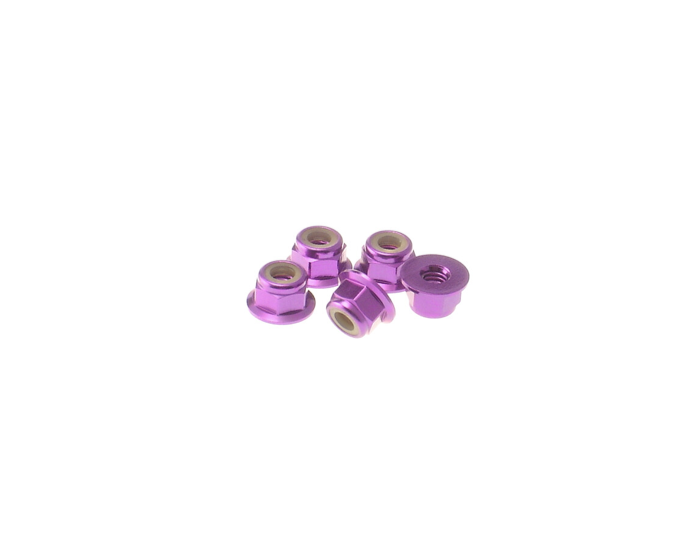 4mm Alloy Flange Nylon Nut [Purple] ( 5 pcs)