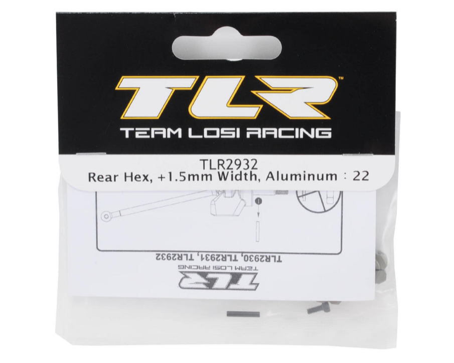 12mm Aluminum Rear Hex Set (+1.5mm Width) (TLR 22)